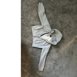 grey crop zip hoodie
